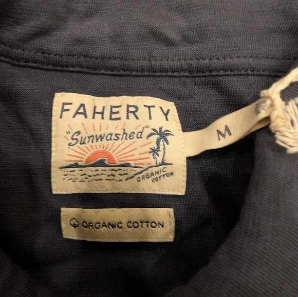 NWT Faherty Sunwashed Knit Organic Cotton Short Sleeve Shirt Nevy Men's Size Med - Picture 3 of 8